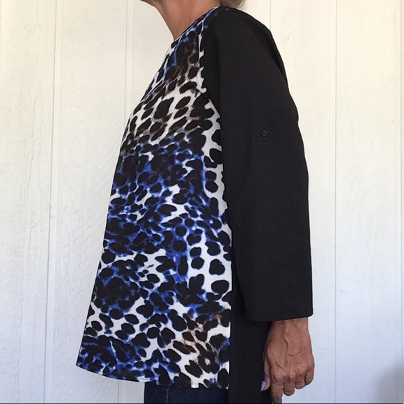 CALVIN KLEIN LEOPARD PRINT BLOUSE NWT LARGE - Picture 5 of 12